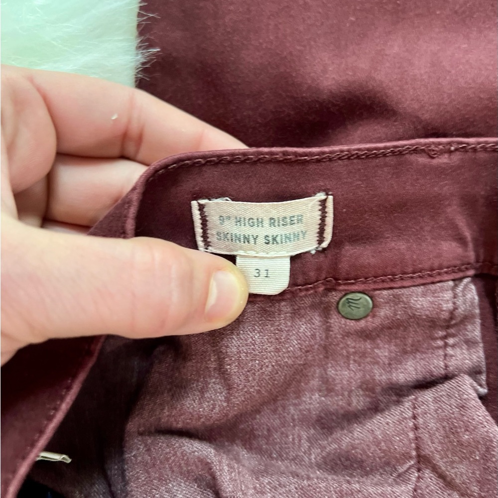 MADEWELL | Maroon Burgundy Skinny Pants High-Rise women’s (31/12) - Picture 4 of 7